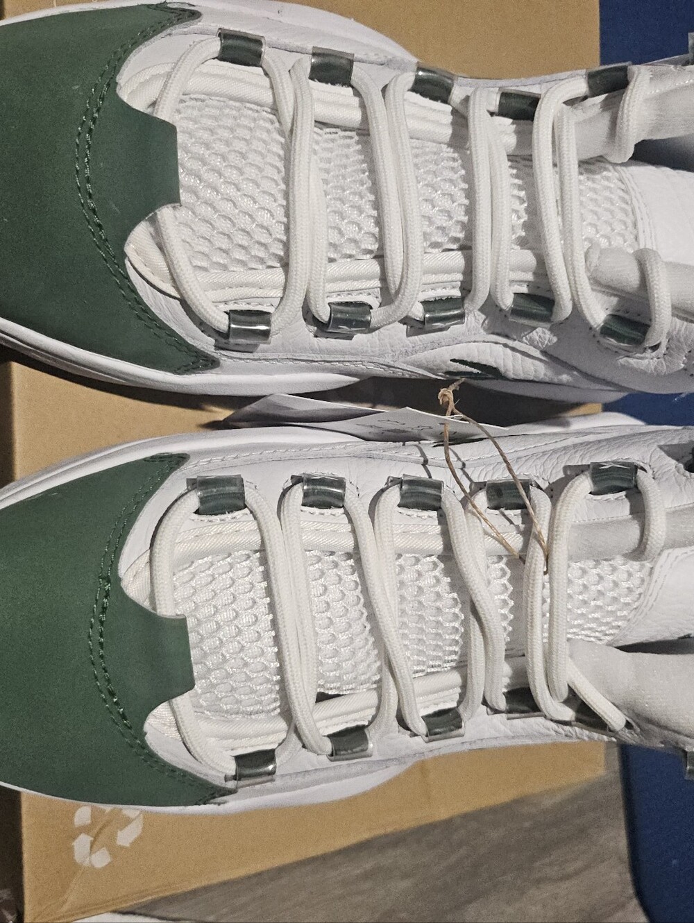 Reebox white Mesh Sneakers with Green Toe Cap